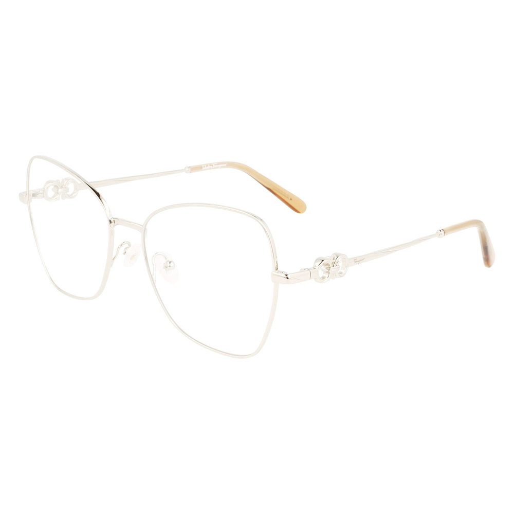 NEW Salvatore Ferragamo SF 2221 712 Light Gold (Silver) Eyeglasses 55/17/140